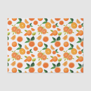 Orange Citrus Botanical Pattern  Tissue Paper