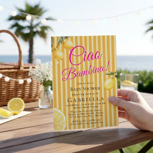 Orange Citrus Ciao Bambina Baby Shower Invitation
