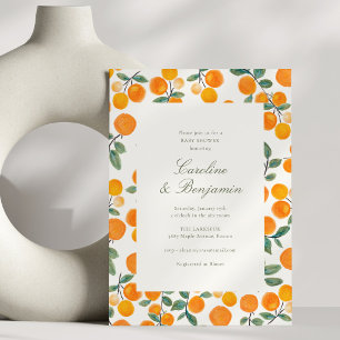 Orange Citrus Couples Winter Baby Shower Modern Invitation