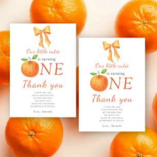 Orange citrus cutie Kids birthday party thank you Card