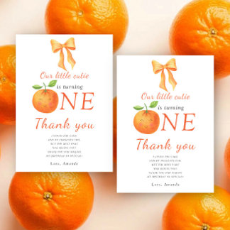 Orange citrus cutie Kids birthday party thank you Card