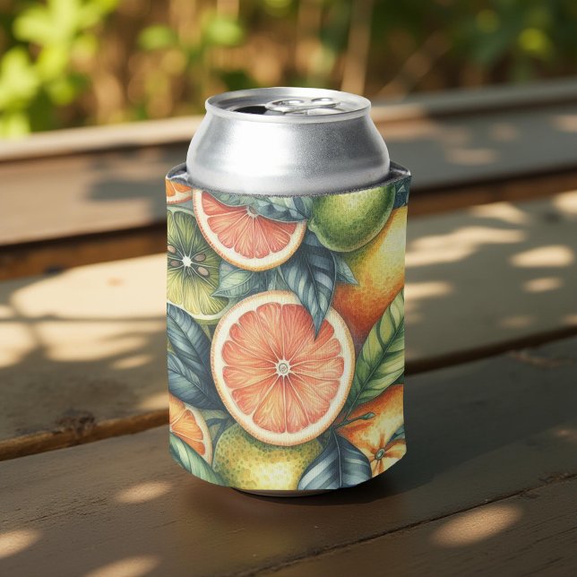 Orange Citrus Elegant Watercolor Bridal Showers  Can Cooler (Creator Uploaded)