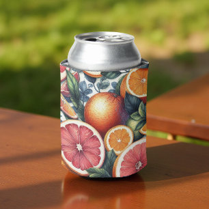 Orange Citrus Elegant Watercolor Bridal Showers  Can Cooler