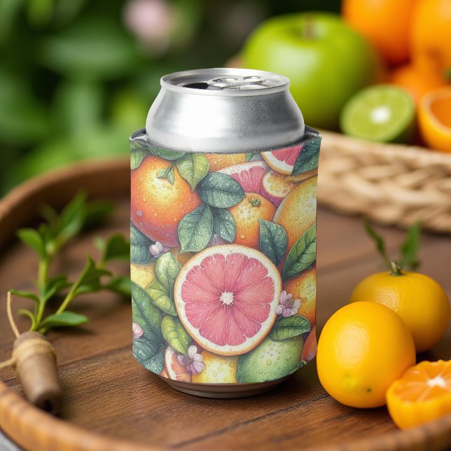 Orange Citrus Elegant Watercolor Bridal Showers  Can Cooler (Creator Uploaded)