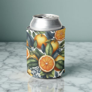 Orange Citrus Elegant Watercolor Bridal Showers  Can Cooler