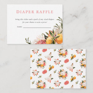 Orange Citrus Floral Botanical   Diaper Raffle  Enclosure Card