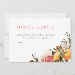 Orange Citrus Floral Botanical   Diaper Raffle  Invitation