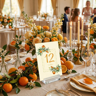 Orange Citrus Floral Italian Garden Vibes Table Number