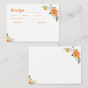 Orange Citrus Floral Share Recipe Bridal Shower Enclosure Card