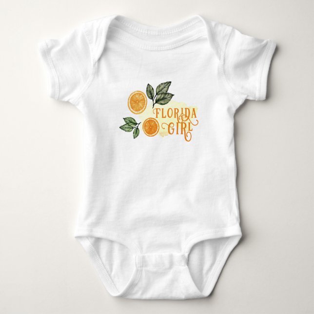 Orange Citrus Fruit Florida Girl Baby Bodysuit (Front)