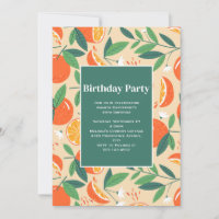 Orange Citrus Fruit -  Retro Pattern Birthday