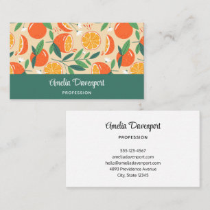 Orange Citrus Fruit Retro Pattern Business Card