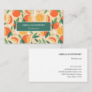 Orange Citrus Fruit Retro Pattern Business Card