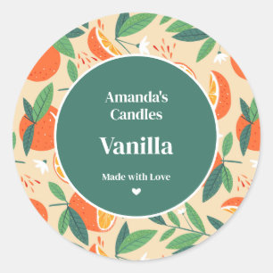 Orange Citrus Fruit Retro Pattern Candle Craft Classic Round Sticker