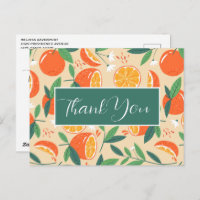 Orange Citrus Fruit Retro Pattern Thank You