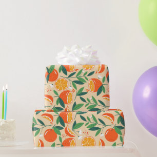 Orange Citrus Fruit Retro Pattern Wrapping Paper