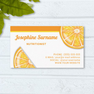 Orange Citrus Fruit Slices Dietician Nutritionist Business Card