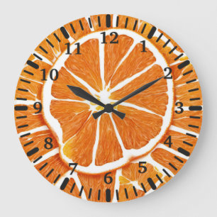 Orange Citrus Fruit Slices Large Clock