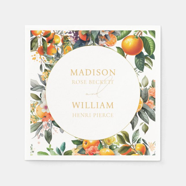 Orange Citrus Fruit Wedding Napkin (Front)