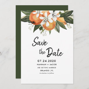 Orange Citrus Greenery Save The Dates Cards