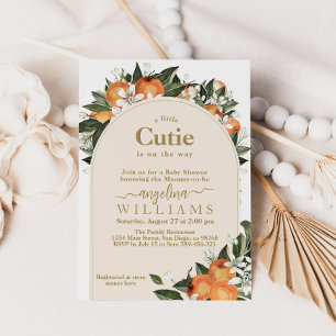 Orange citrus grenery Little cutie Baby Shower Invitation