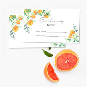 Orange citrus - guess how many kisses bridal game enclosure card