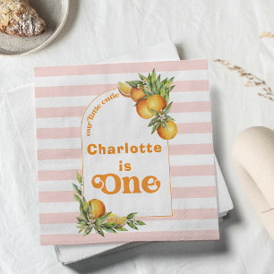 Orange Citrus Little Cutie 1st Birthday Paper Napkin