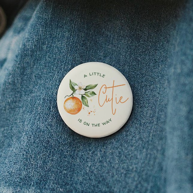 Orange Citrus Little Cutie Baby Shower Button (Creator Uploaded)