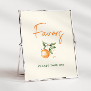 Orange Citrus Little Cutie Baby Shower Favors Sign
