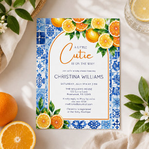 Orange Citrus Little Cutie Baby Shower Invitation