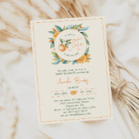 Orange Citrus Little Cutie Baby Shower Invitation