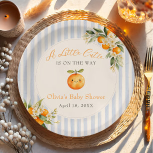 Orange Citrus Little Cutie Baby Shower Paper Plate