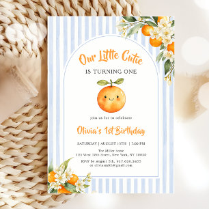 Orange Citrus Little Cutie Birthday Invitation
