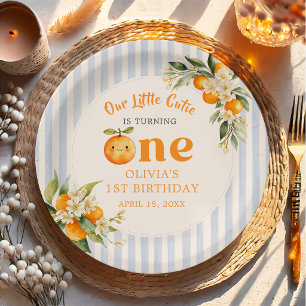 Orange Citrus Little Cutie Birthday Paper Plate