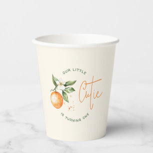 Orange Citrus Little Cutie Birthday Party Paper Cups