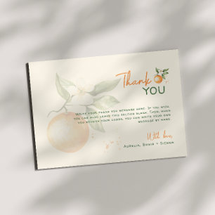 Orange Citrus Little Cutie Birthday Party Thank You Card