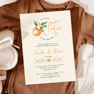 Orange Citrus Little Cutie Couples Baby Shower Invitation