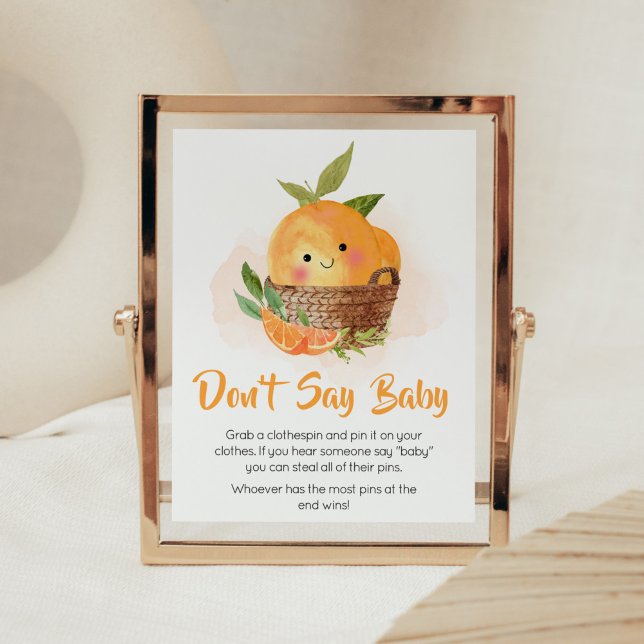 Orange Citrus Little Cutie Don't Say Baby Poster (Little Cutie Orange Citrus Baby Shower Don't Say Baby Sign)