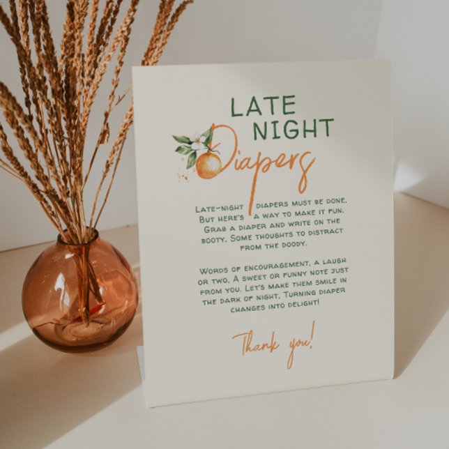 Orange Citrus Little Cutie Late Night Diapers Pedestal Sign (Creator Uploaded)