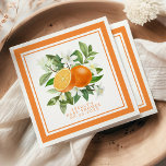 Orange Citrus Little Cutie On The Way Baby Shower Napkin<br><div class="desc">Celebrate the upcoming arrival with these vibrant napkins featuring a delightful orange citrus design. Perfect for a "little cutie on the way" themed baby shower, these napkins add a fresh and cheerful touch to your event. The detailed watercolor illustration of oranges and blossoms brings a natural elegance to your decor....</div>