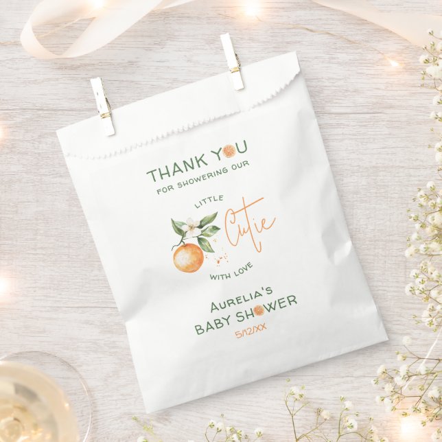 Orange Citrus Little Cutie Thank You Baby Shower Favour Bags (Clipped)