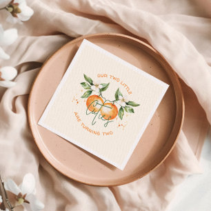 Orange Citrus Little Cutie Twin Birthday Party Napkin