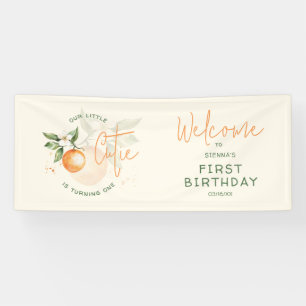 Orange Citrus Little Cutie Welcome Birthday Party Banner