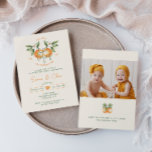 Orange Citrus Little Cuties Twin Photo Birthday Invitation<br><div class="desc">Celebrate your little one's special day with our orange citrus little cuties twin birthday party invitation, designed for kids of all ages. This zesty design features a delightful citrus orange clementine fruit theme, brought to life with a simple boho-inspired watercolor style. It is ideal for celebrating a little boy or...</div>