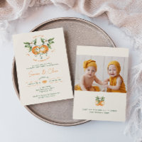 Orange Citrus Little Cuties Twin Photo Birthday