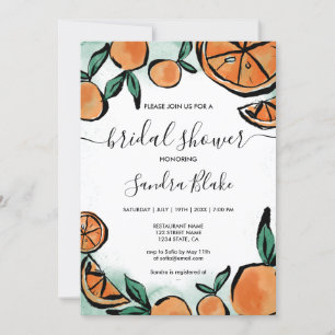 Orange Citrus Modern Watercolor Botanical Invitati Invitation