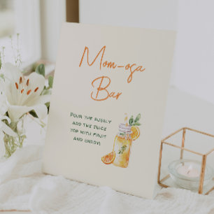 Orange Citrus Mom-osa Bar Baby Shower Drinks Pedestal Sign