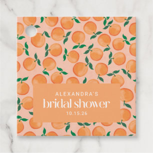 Orange Citrus Pattern Personalised Bridal Shower Favour Tags