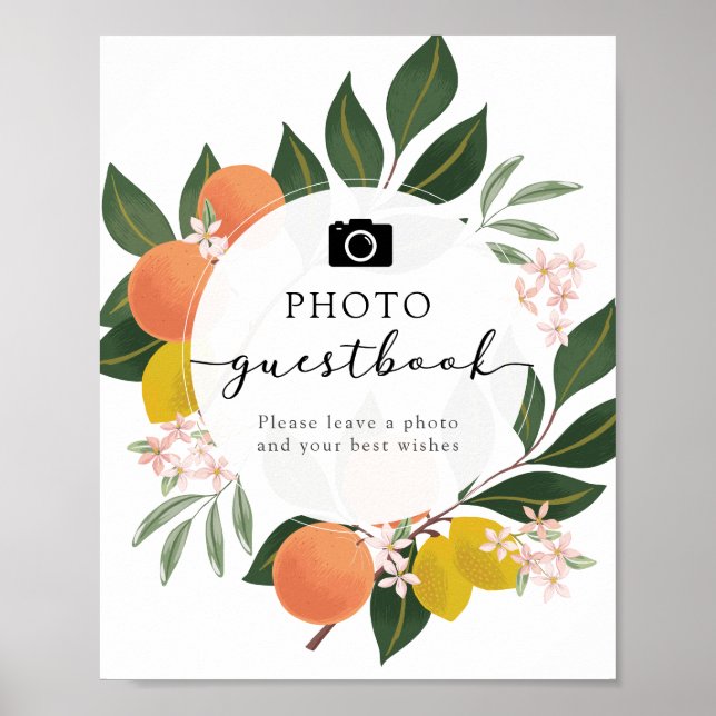Orange Citrus Photo Guestbook sign (Front)