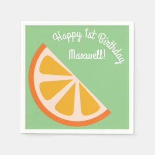 Orange Citrus Slice Cute 1st Birthday Party Napkin